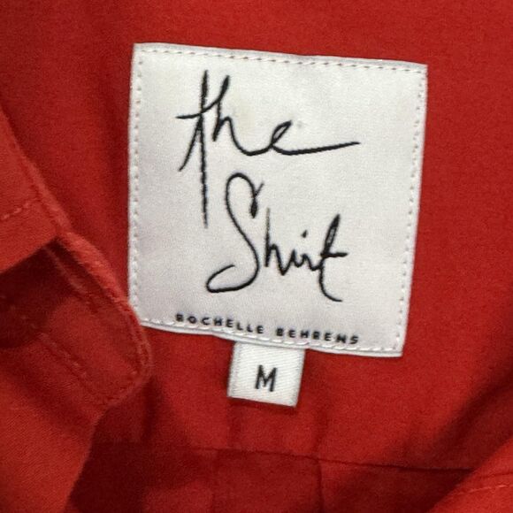 The Shirt Rochelle Behrens Dress Womens Medium Red Button Front Ruffle Hem - Picture 3 of 6